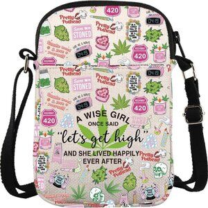 Weed Leaf Cross Body Bag Waterproof Polyester Gift for Cannabis Enthusiasts